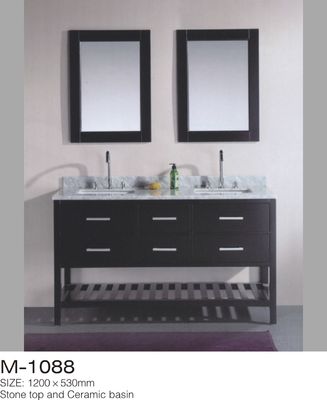 Double Mirrors MDF Bathroom Vanity , Vanity Dresser With Drawers American Style