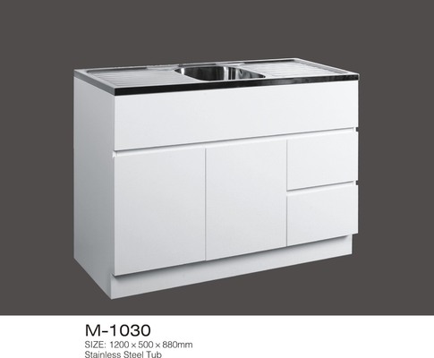 এমডিএফ Premade বাথরুম Vanities, স্টেইনলেস স্টীল টিউব হোয়াইট প্রস্তুত বাথরুম ক্যাবিনেট তৈরি