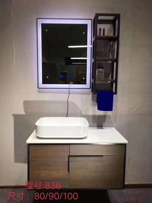 দেহাতি Premade বাথরুম Vanities, শীর্ষ নেতৃত্বাধীন মিরর সঙ্গে পাতলা হোয়াইট Prefab বাথরুম ভ্যানিটি